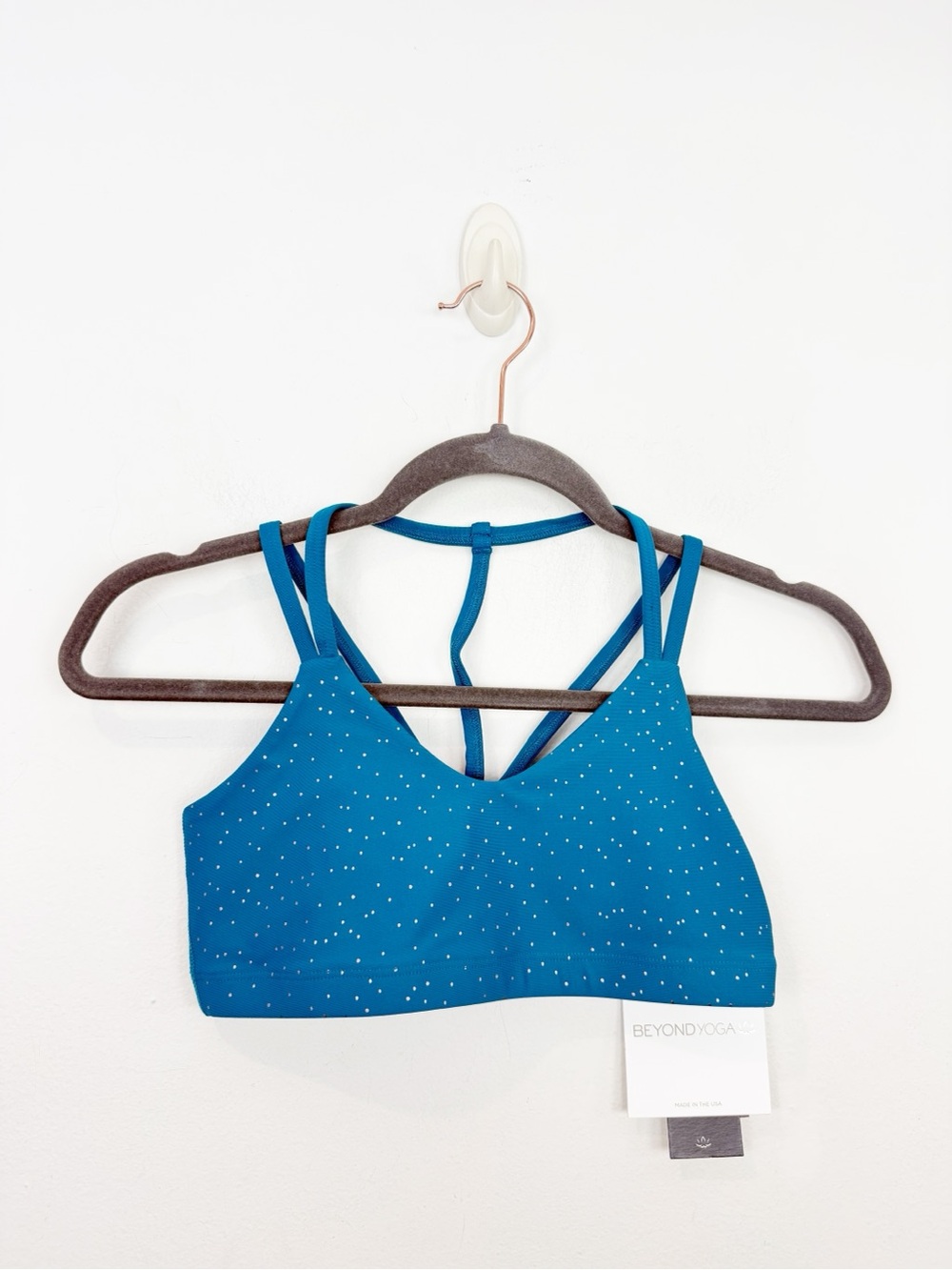 Beyond Yoga Double Back Alloy Speckled Bra Teal Size Small NWT